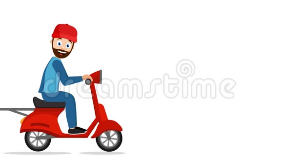 信使在摩托车上传送一个盒子循环动画交货视频的预览图