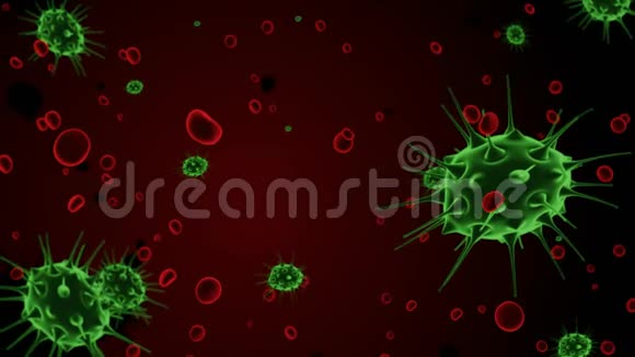 Covid19概念具有长天线的球形抽象细菌或病毒细胞的运动视频的预览图