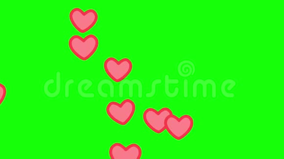 社交爱心图标循环动画情人节绿色屏幕视频的预览图