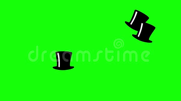 绿色屏幕掷落帽动画喜庆人群庆祝帽子庆祝欢乐复古风格视频的预览图