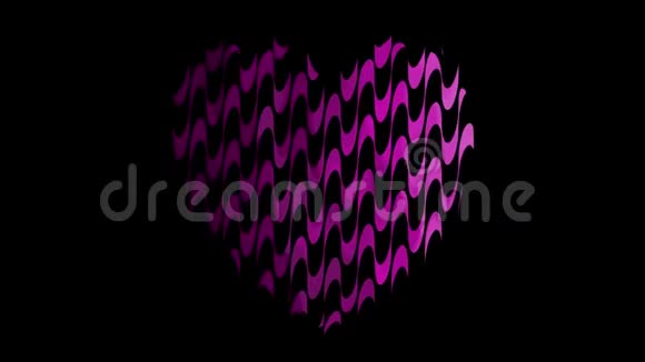 液体心形动画黑色背景上有紫色波浪纹视频的预览图