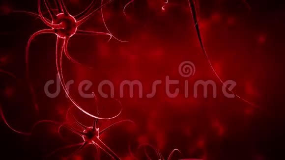 神经元神经细胞三维渲染动画红色背景视频的预览图