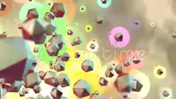 4K彩色元素三维粒子动画背景视频的预览图