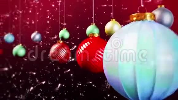 圣诞球循环动画背景圣诞星三维渲染动画视频的预览图