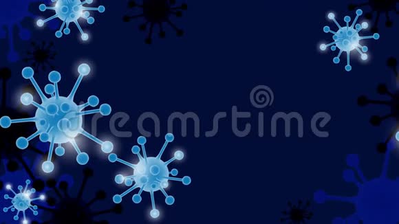 动画循环镜头冠状病毒2019nCov新冠状病毒概念在蓝色背景和您的复制空间视频的预览图