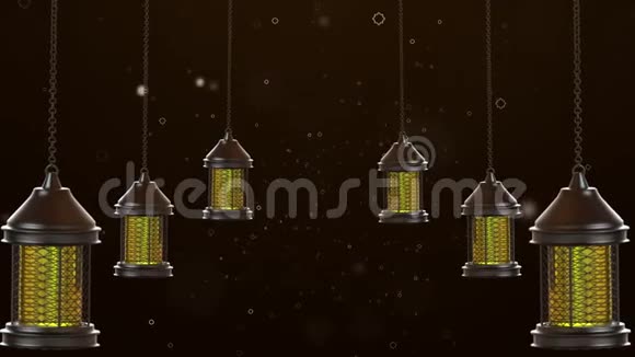 斋月蜡烛灯挂在黑色背景上视频的预览图