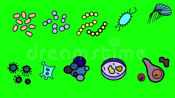 微生物病毒危险感染运动图形冠状病毒2d循环动画视频的预览图
