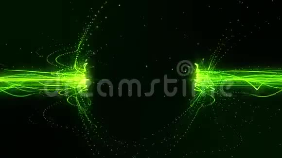 磁场循环运动背景下的绿色流线视频的预览图