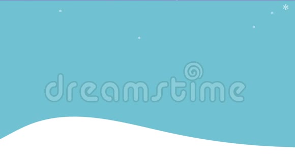 寒假背景与动画镜头雪花已经从蓝天下降在雪山视频的预览图