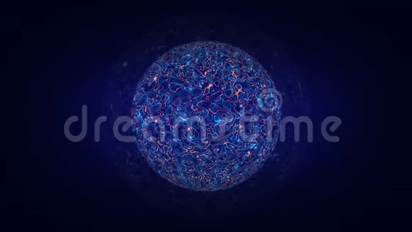 摘要4K运动背景爆炸与粒子和球体原子科学技术能量圈球动力线视频的预览图