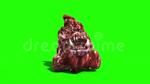 巨型怪物攻击前绿色屏幕3D渲染动画视频的预览图