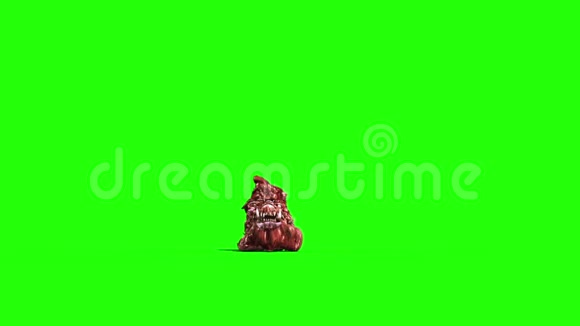 巨型怪物跳跃攻击绿色屏幕3D渲染动画视频的预览图