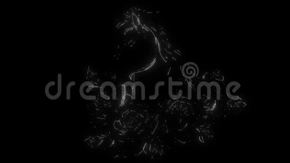 一匹马用玫瑰做的动画视频的预览图