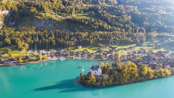 瑞士航空4k湖英国绿松石景瑞士航空4k视频的预览图