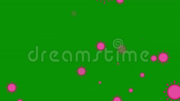 冠状病毒漂浮在绿色屏幕上柯维德19色度键运动图形动画符号图标动画视频的预览图
