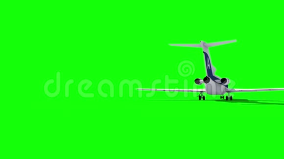 飞机波音727起飞绿色屏幕背面三维渲染动画视频的预览图