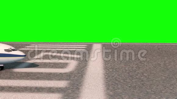波音727飞机跑道绿色屏幕三维渲染动画视频的预览图