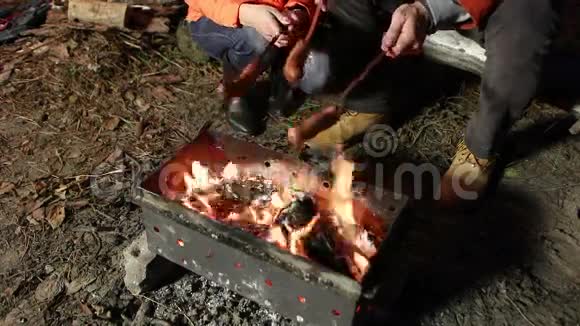 秋天在松林烧烤视频的预览图