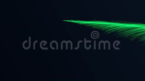 绿色光线的抽象动画落在黑暗的背景上视频的预览图
