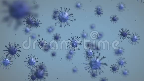 蓝色背景下的冠状病毒循环三维动画视频的预览图