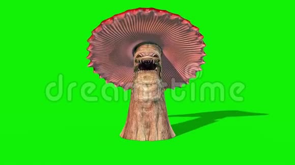 蘑菇怪物击中它正面绿色屏幕3D渲染动画视频的预览图