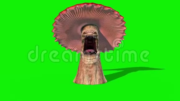 蘑菇怪物环视绿色屏幕三维渲染动画视频的预览图