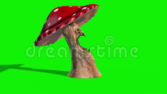 蘑菇怪兽侧绿幕3D渲染动画视频的预览图