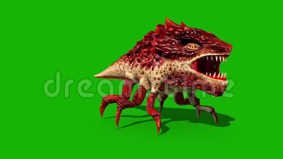 龙虫绿屏万圣节怪兽模具前3D渲染动画视频的预览图