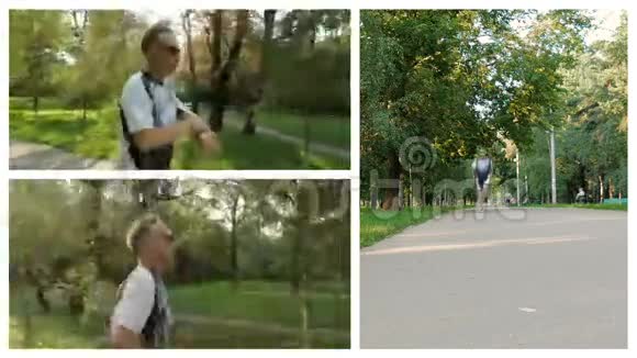 碰撞他喜欢在公园里跑步追求健康的生活方式视频的预览图
