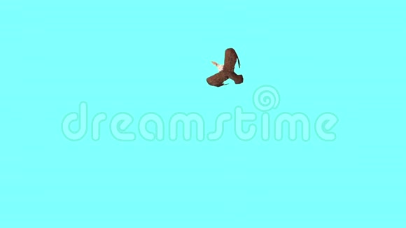 一只鹫鸟掠食苍蝇围着蓝屏3D渲染动画视频的预览图