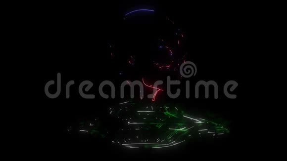 不明飞行物中一个外星人的数字动画照亮霓虹灯风格视频的预览图