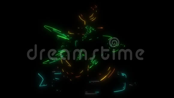 数字动画的鱼与锚点燃霓虹灯风格视频的预览图