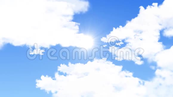 美丽的抽象云与蓝天循环动画背景绿色屏幕视频的预览图