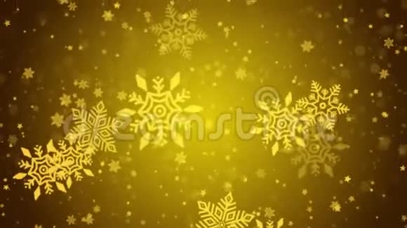 金色的雪花片雪花片雪花片动画视频的预览图