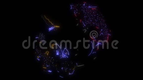 数字动画的阴阳与鲤鱼照明霓虹灯风格视频的预览图