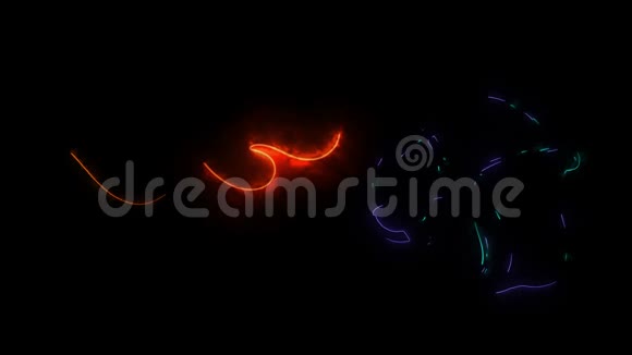 头盔和霓虹灯火焰的数字动画视频的预览图