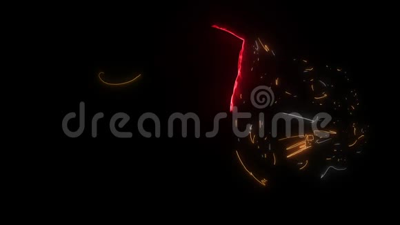 数字动画的美洲虎头与火焰照明霓虹灯风格视频的预览图