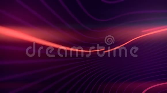 变形的波浪线有明亮的运动发光线三维循环动画4K超高清视频的预览图