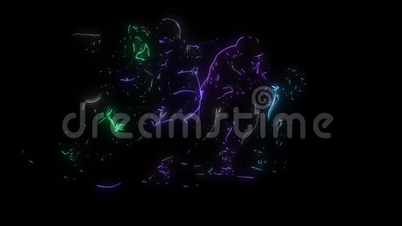 数字动画滑雪者点亮霓虹灯风格视频的预览图