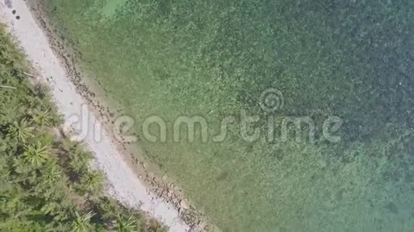 鸟瞰绿松石海洋和窄棕榈滩视频的预览图