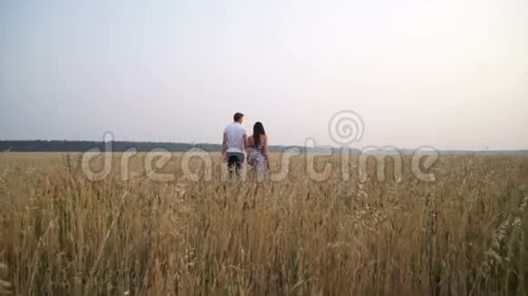 一对情侣在田野里散步视频的预览图