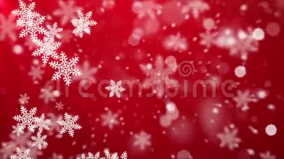 红色抽象雪花片雪花片雪花片颗粒4K循环动画视频的预览图