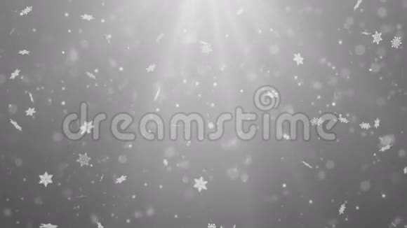 白色抽象雪花片雪花颗粒4K循环动画视频的预览图