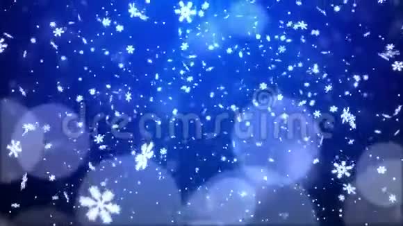 蓝色抽象的雪花片雪花片雪花片4K循环动画视频的预览图