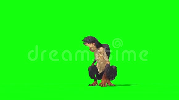 猴子模具前绿色屏幕3D渲染动画视频的预览图