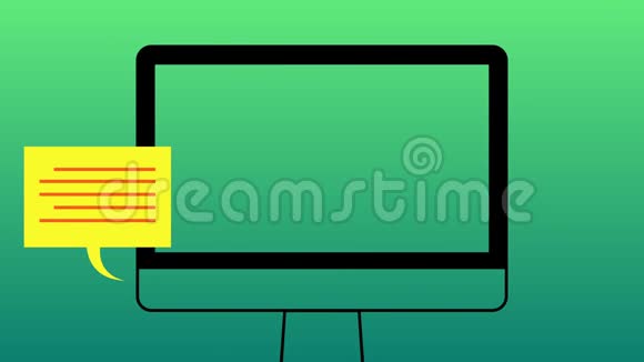 动画循环的工作镜头从家庭概念与计算机屏幕与图标的电子邮件电话和消息框视频的预览图