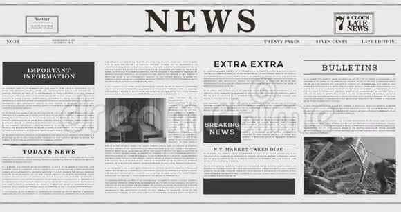 报纸的不同过渡翻页烧洞烧与黑色隔离的数码动画视频的预览图