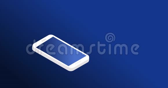 等距网购概念动画带蓝色和橙色购物袋的智能手机蓝底信用卡视频的预览图
