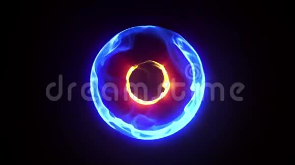 蓝色能量等离子球核环阿尔法Matte三维渲染动画视频的预览图