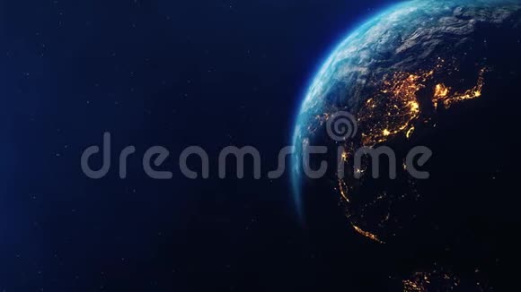 地球旋转太阳月食动画空间视图视频的预览图